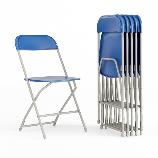 Flash Furniture Hercules Series Plastic Folding Chair Blue - 6 LB Weight Capacity Comfortable Event Chair-Lightweight Folding Chair, PK6 6-LE-L-3-BLUE-GG - main